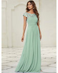 Damen Plissee-Kleid mit Rund Ausschnitt | Maxi