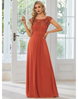 Damen Plissee-Kleid mit Rund Ausschnitt | Maxi