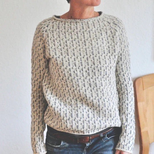 Louisa - Schicker grauer Pullover mit Rundhalsausschnitt