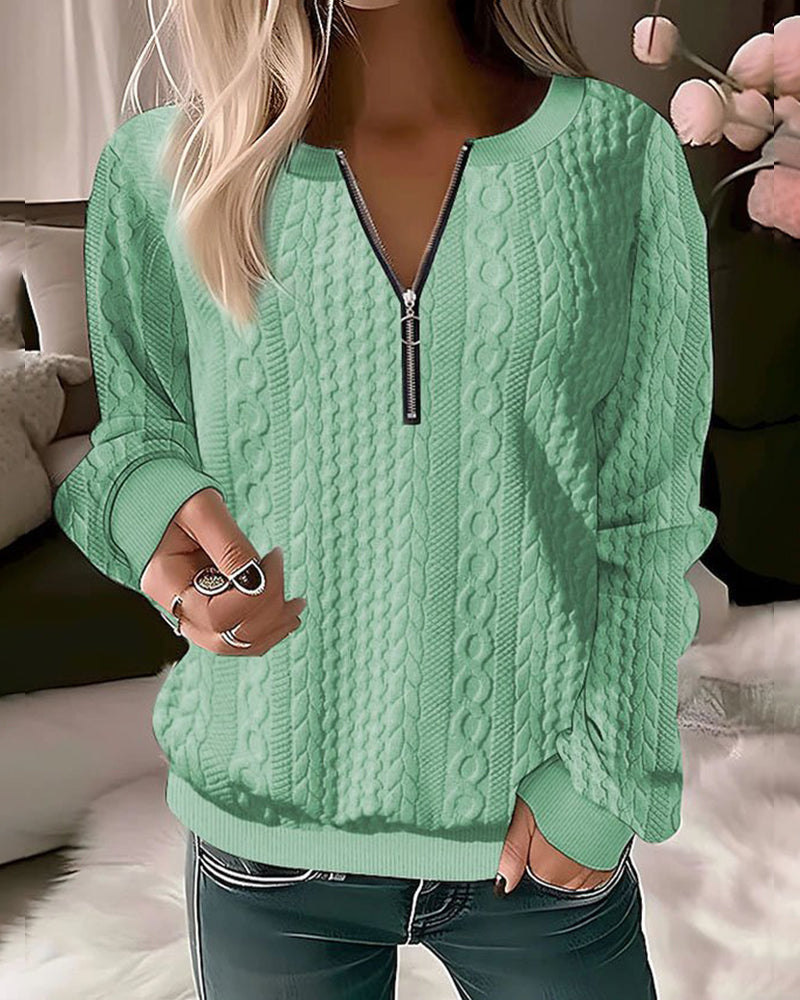 Annette - Einfarbiger Pullover mit Reißverschluss