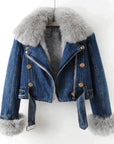 Eliza - Elegance Denim & Pelz Jacke