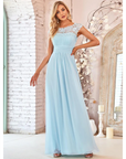 Damen Plissee-Kleid mit Rund Ausschnitt | Maxi
