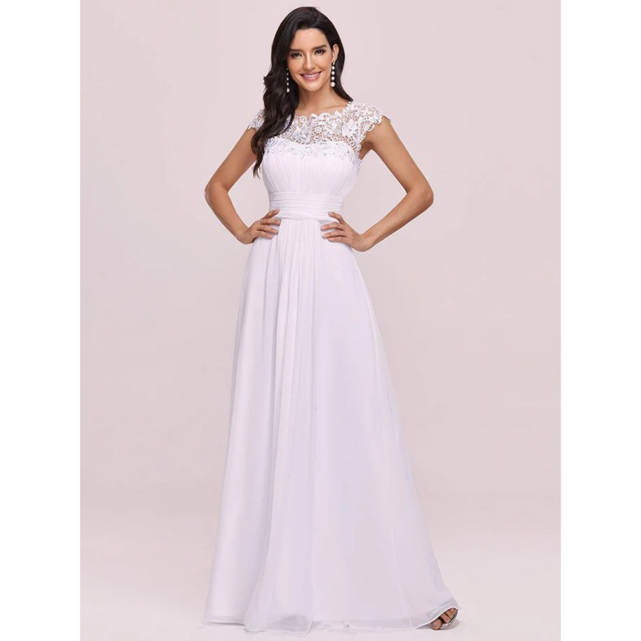 Damen Plissee-Kleid mit Rund Ausschnitt | Maxi