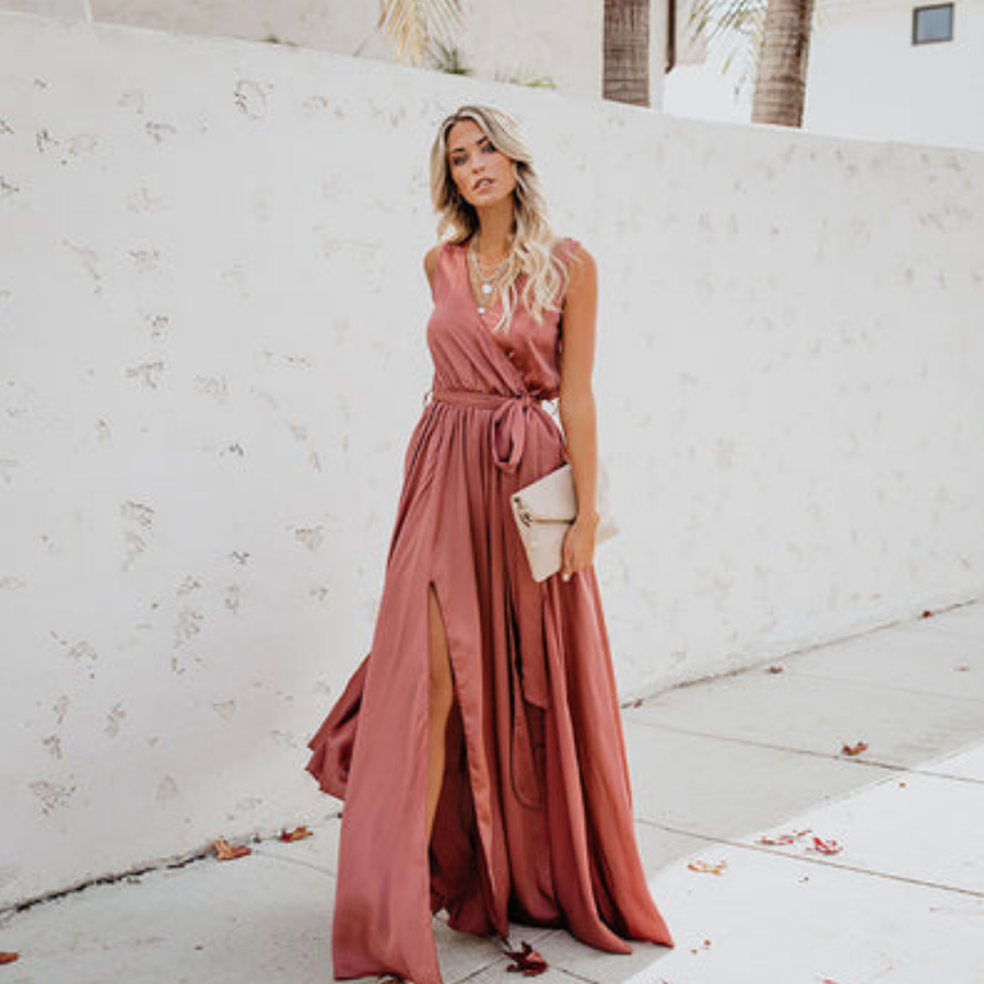 Luftiges Maxikleid mit seitlichem Schlitzbund für Damen