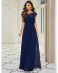 Damen Plissee-Kleid mit Rund Ausschnitt | Maxi