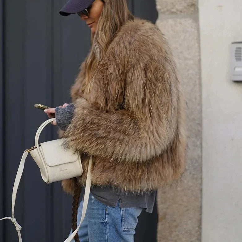 Florence - Damenmode Plüsch-Kunstfell-Jacke