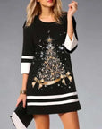 Damen Lässiges 3/4 Ärmel Weihnachten Kleid | Mini