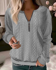 Annette - Einfarbiger Pullover mit Reißverschluss