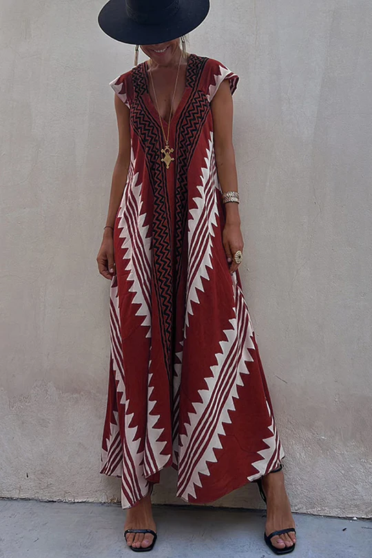 ISA - Maxi-Strandkleid mit Ethno-Print (In 7 Farben)