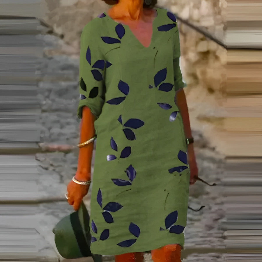 Bedrucktes Kleid Mit 3/4 Ärmeln Für Damen | Mini