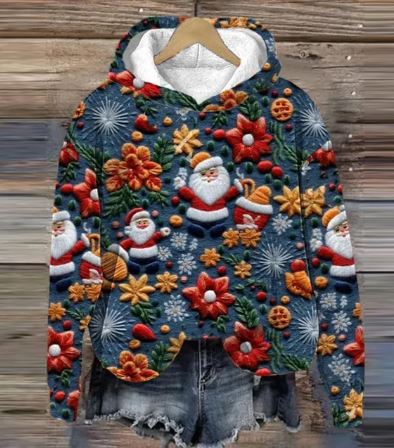 Vida - Vintage Santa Hoodie mit Druck