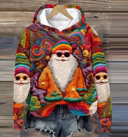 Vida - Vintage Santa Hoodie mit Druck